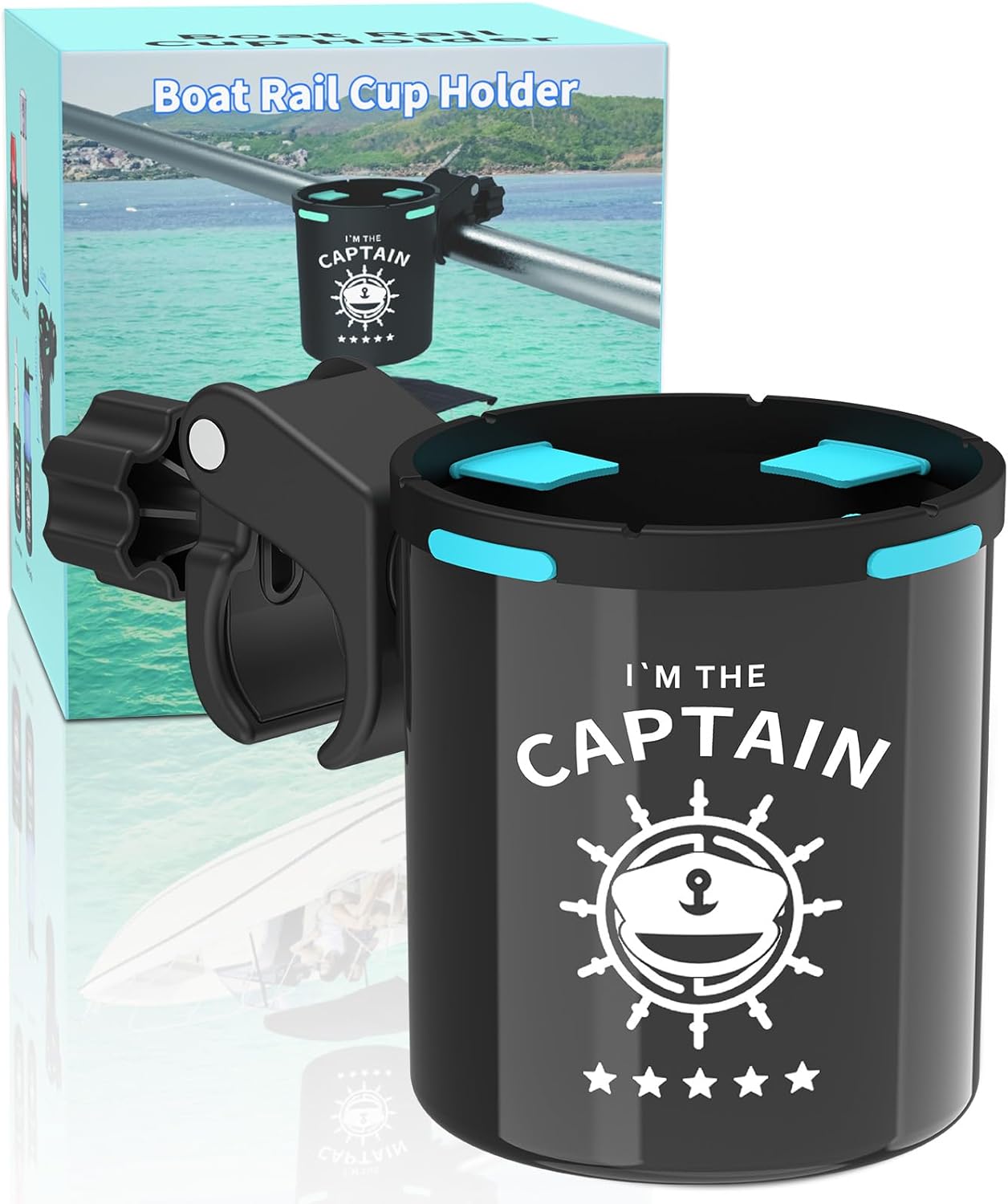 Marine Boat Rail Cup Holder, No Drilling Install On Bimini Top Conver Rail Or Pole, Grip Rail, Grab Bar, Boat Gifts for Boat Lover, Cup Holder for PWC, Jet Ski, Seadoo