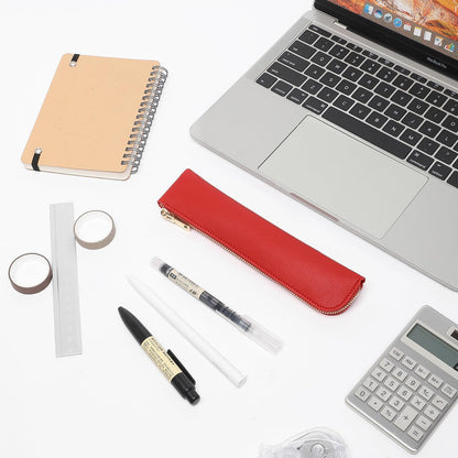 Canvas Pencil Case Small Pencil Pouch Slim Lightweight Pen Case Holder Cute Zipper Bag for School Office