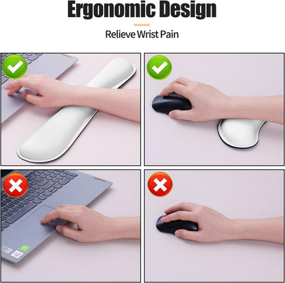 Bloss Leather Desk Pad and Keyboard Wrist Rest, Large Mouse Pad + Keyboard Pad+Mouse Wrist Support, Non-Slip Desk Mat Protector for Office, Home(31.5×15.7 Inches,Beige) - Colors A