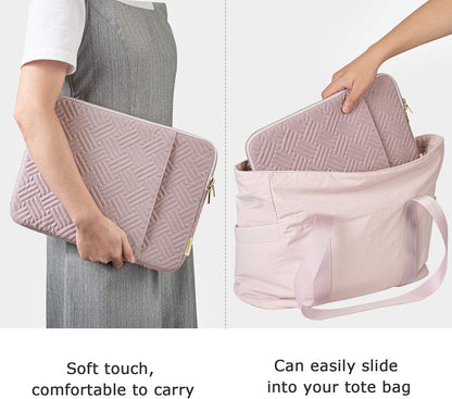 BAGSMART Laptop Sleeve Bag Compatible with MacBook Air/Pro, 13-13.3 inch Notebook, Compatible with MacBook Pro 14 Inch, MacBook Air M2 Sleeve 13 Inch, Repellent Protective Case with Pocket, Pink