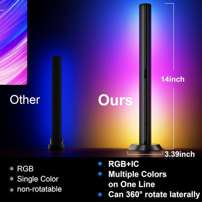 TJOY Smart Light Bars, Gaming Lights for Desk, 14 Inches, RGB Light Bar, TV Backlight with Music Sync and Scene, 60 Lumens, Mood Lighting for PC, Game, RGB Desk Lighting(Black)