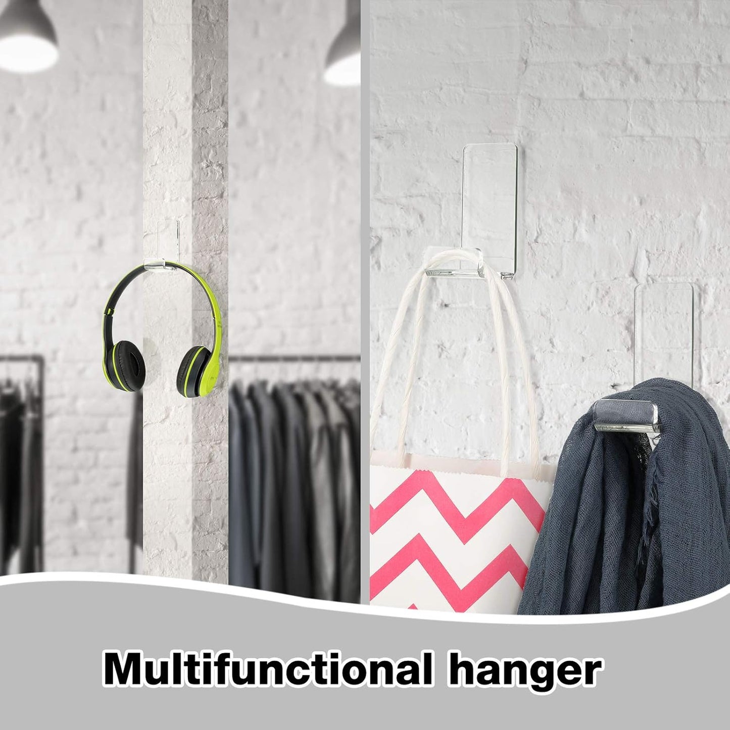 Weewooday 4 Pieces Headphone Hanger Holder Desk Adhesive Headphone Hook Wall Mount Headset Stand Acrylic Holder with Glues for General Purpose Game Earphone(White)