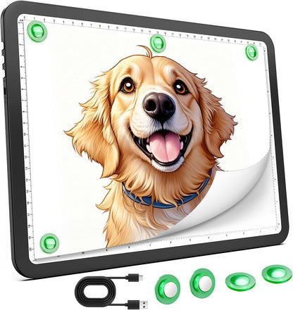 Zocelight Rechargeable A4 Tracing Light Box with Padded Case,Ultra Bright Led Light Pad with Physical Button,Wireless Light Board for Diamond Painting,Dimmable 9000LUX Lightbox for Tracing and Drawing