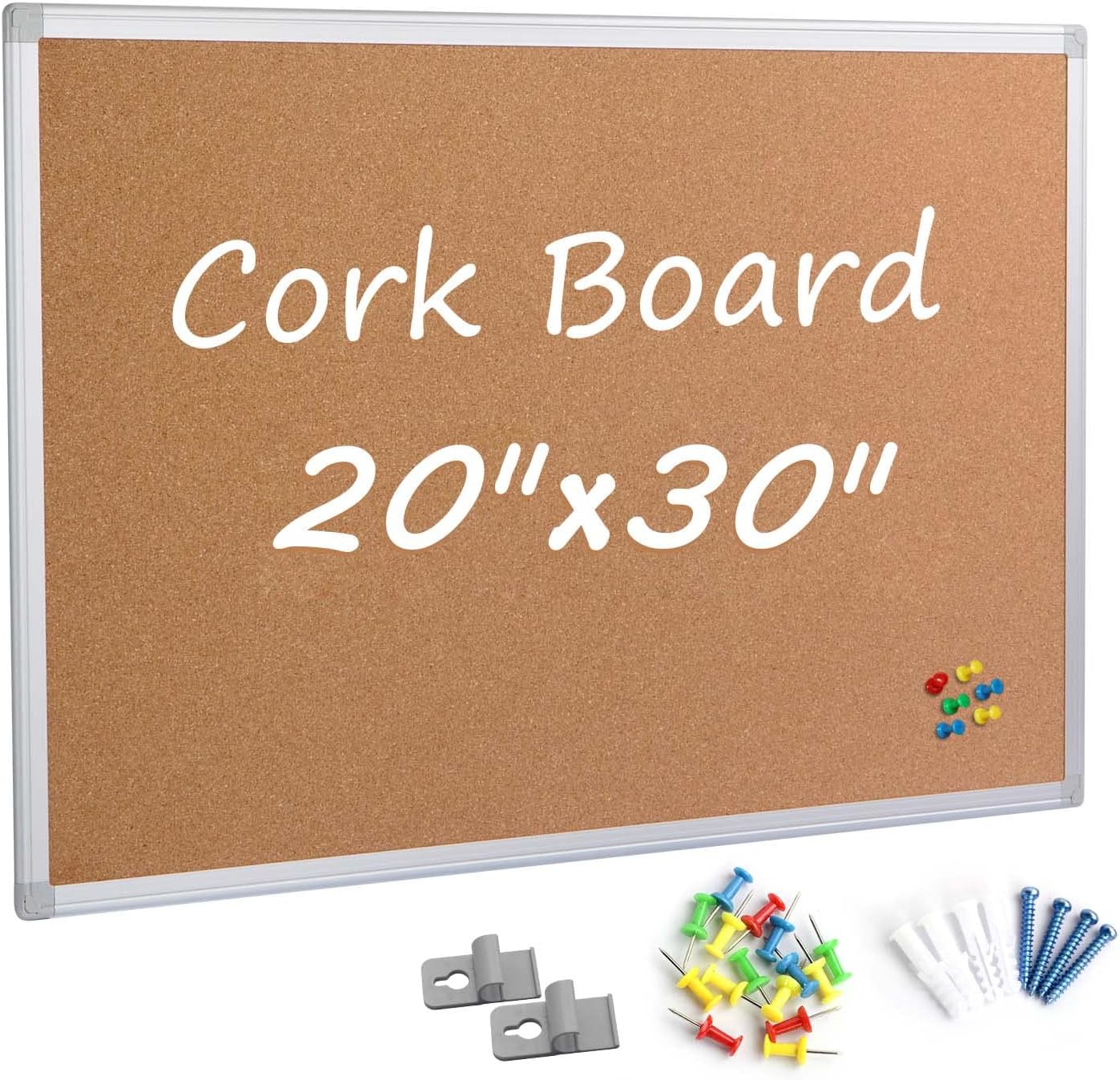 Bulletin Board 36 x 48, Silver Aluminium Framed 4x3 Large Wall Mounted Cork Office Notice Pin Board