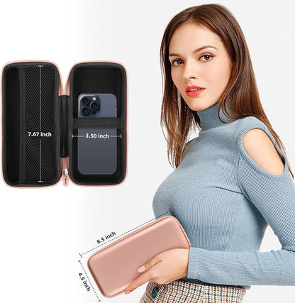 iMangoo Travel Essential Electronics Organizer Pouch Charger Case, Shockproof Dual Zipper Power Bank Cables Tech Accessories Purse, Men & Women Travel Must Have Storage Bag, 6.5x3.2x1 inch Rose Gold