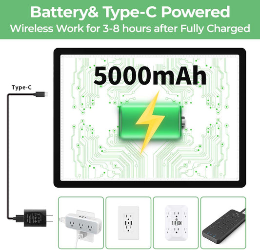 Zocelight Rechargeable A4 Tracing Light Box with Padded Case,Ultra Bright Led Light Pad with Physical Button,Wireless Light Board for Diamond Painting,Dimmable 9000LUX Lightbox for Tracing and Drawing