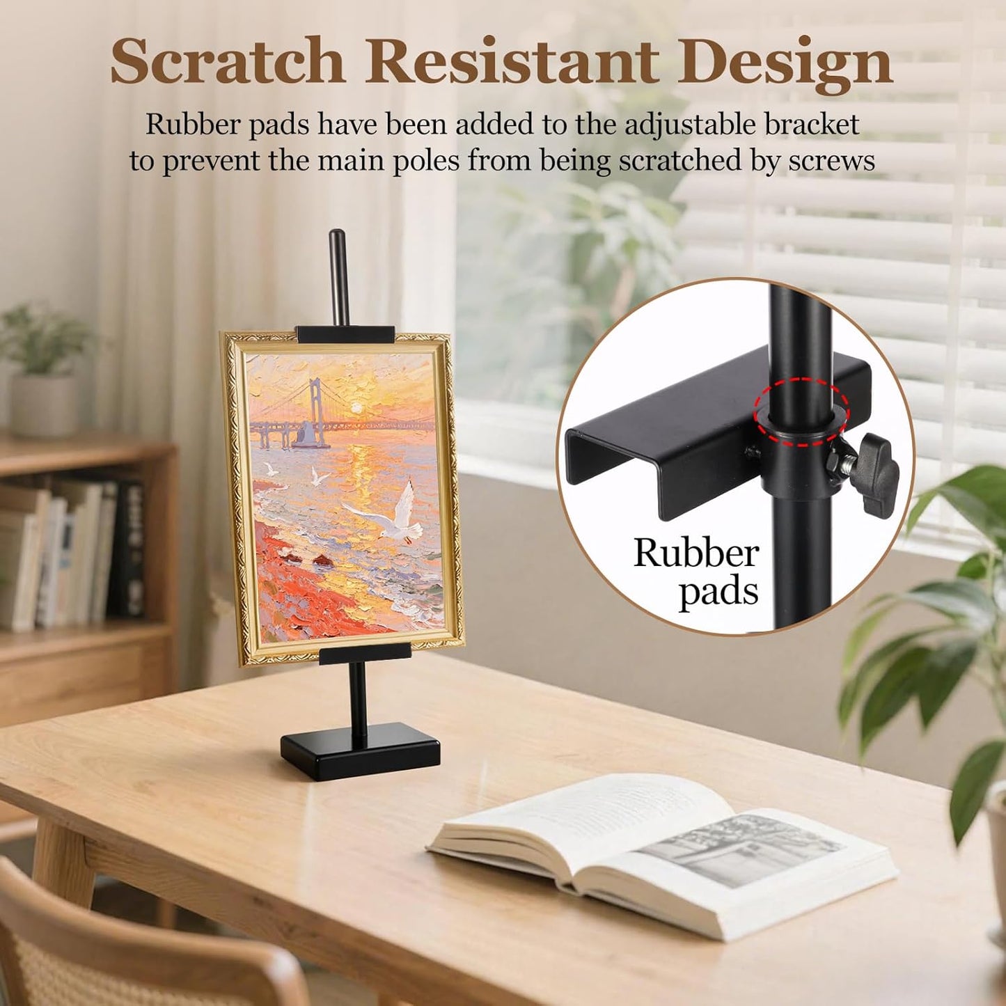1pcs Adjustable Tabletop Easel Stand for Picture Frames, Picture Easels for Display, Gold Easel, Picture Frame Stand, Adjustable Art Easel.(18inch,Black)