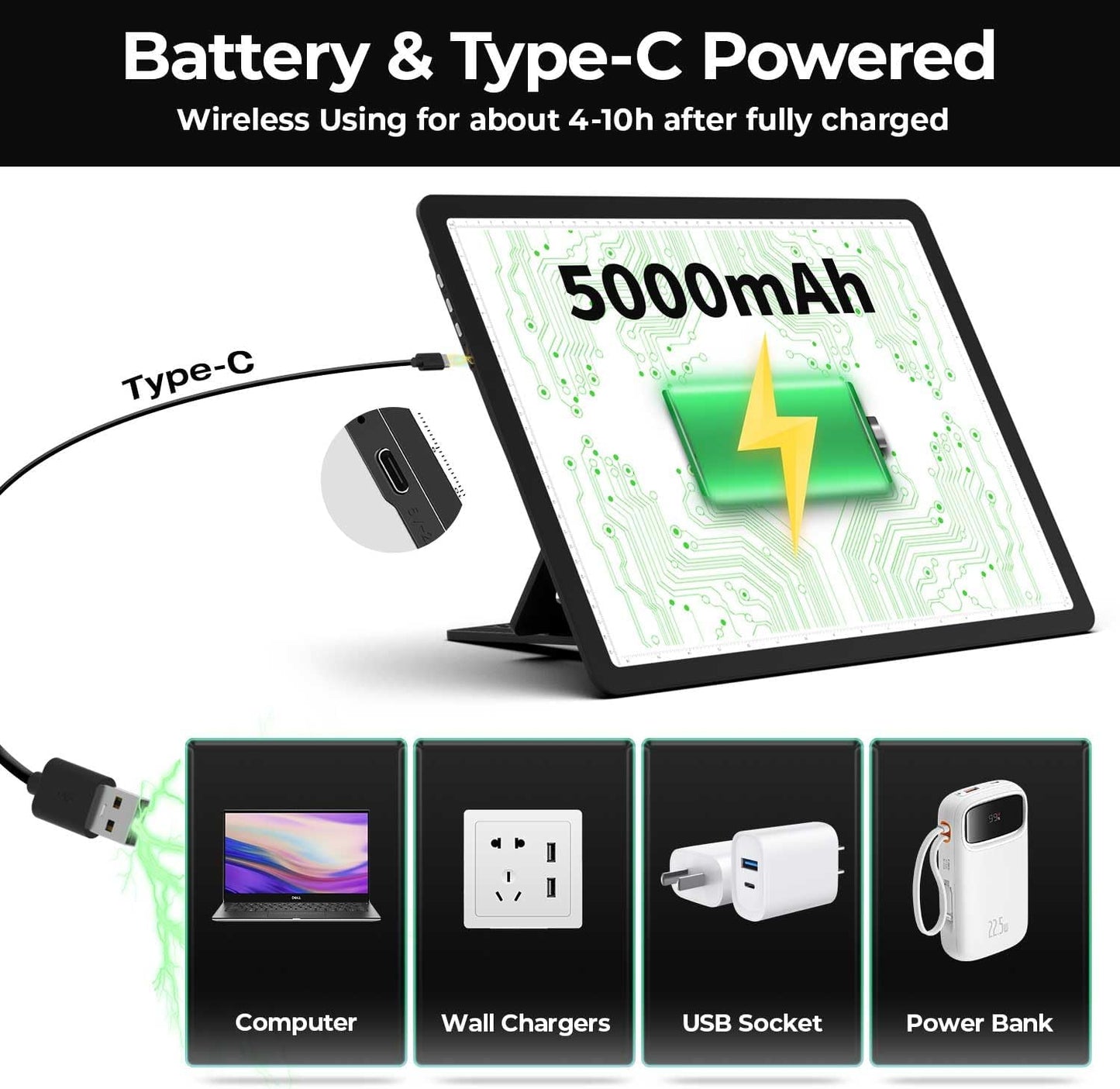 Zocelight Rechargeable A3 Light Board with Built-in Stand & Bag,Super Bright Magnetic Light Box for Tracing,Wireless Light Pad for Diamond Painting,Side Buttons,LED Light Table for Drawing,Sketching