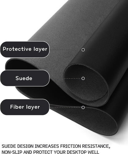 YSAGi Non-Slip Leather Desk Pad, Waterproof Laptop Computer Desk Keyboard Mat, Table Protector Blotter Mat, Large Mouse Pad for Office/Work/Home/Decor(Black, 31.5" x 15.7")