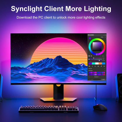 pc sync Light bar，LED Light Strips Deliver Synchronized Lighting Effects with Screen Colors and Music, Compatible with Win/Mac Systems. (PC Sync Light (for 32-34-inch Models))
