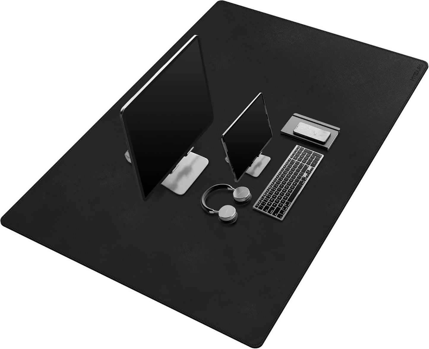 Mydours 40" x 20" Extra Large Desk Mat, PU Leather & Cork Desk Pad, Large XXL Desk Mouse Pad for Workstation, Office, Home, Computer Desk Mat with Keyboard & Mouse (Black)