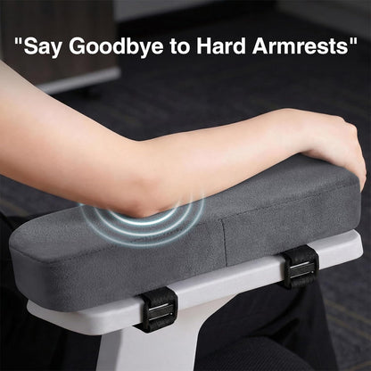 Smiry Ergonomic Office Chair Armrest Pads, Memory Foam Arm Rest Covers, Non-Slip Armrest Cushion with Adjustable Buckles and Straps, Elbow Relief for Desk, Gaming & Wheelchair (Black, Set of 2)
