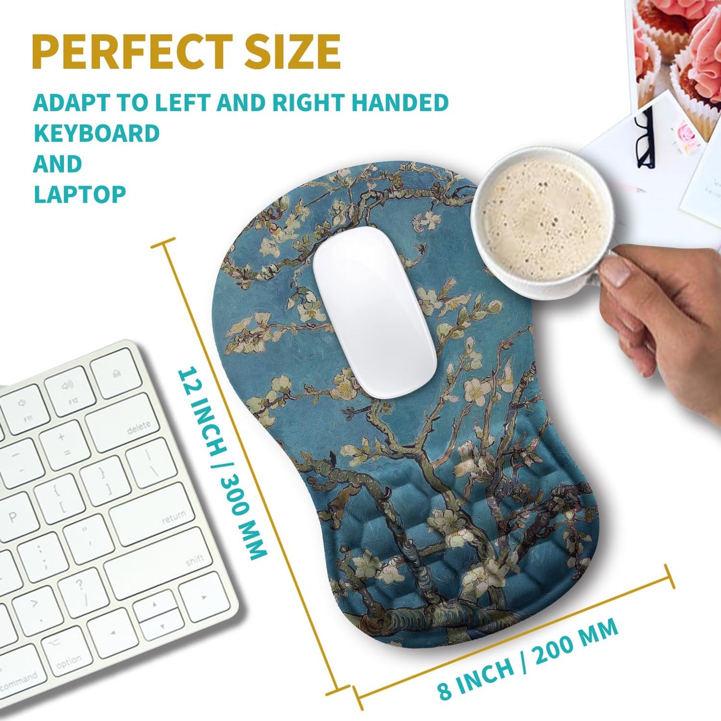 Hokafenle Ergonomic Mouse Pad Wrist Support, Wrist Rest Mousepad for Carpal Tunnel Pain Relief with Integrated Memory Foam Slope Massage Bulge (11.8x7.9 inch,Topographic Contour)