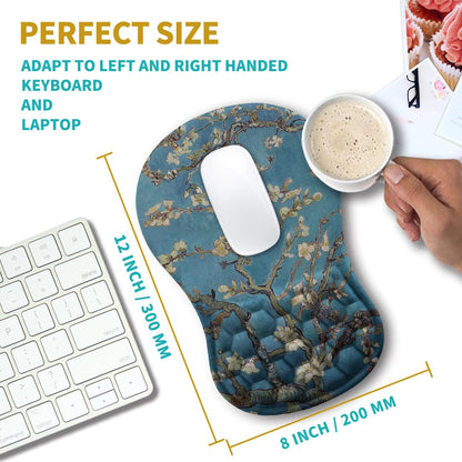 Hokafenle Ergonomic Mouse Pad Wrist Support, Wrist Rest Mousepad for Carpal Tunnel Pain Relief with Integrated Memory Foam Slope Massage Bulge (11.8x7.9 inch,Topographic Contour)