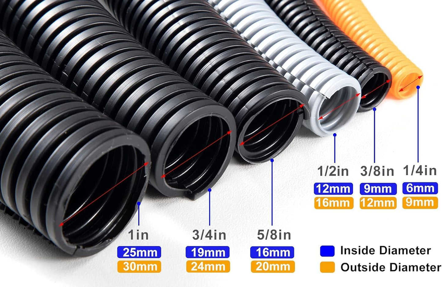 ZhiYo 100 FT 1/4” Wire Loom Split Tubing Auto Wire Conduit Flexible Cover