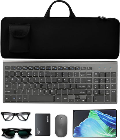 Keyboard Sleeve Travel Case for Logitech MK250 Wireless Keyboard Mouse Combo,Rugged Neoprene Construction Zipper Mouse Storage and Cable Storage Pouch(Black)