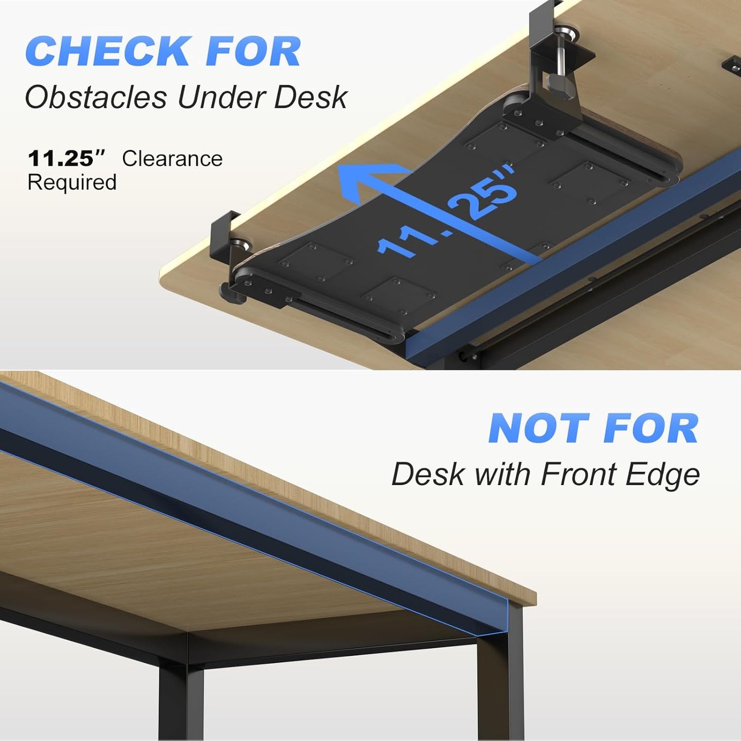suptek Keyboard Tray Under Desk Pull Out with C Clamp Mount, Computer Keyboard & Mouse Tray, 25.6 (30 Including Clamps) x 11.8 inch Slide-Out Platform Computer Drawer for Typing, Black, DSF1