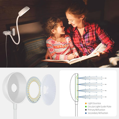 LiFMIRA Reading Light for Beds Headboards, Clip on Light LED Reading Book Light with Clamp Eye-Friendly Desk Lamp 3 Color Modes & 10 Brightness Flexible Reading Lights for Books in Bed Bedside Black