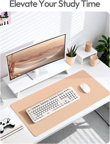 YSAGi Large Extended PU Leather Desk Pad Protector – Non-Slip Waterproof Desk Mat for Office & Home, Easy Clean Mouse Pad & Laptop Writing Blotter 35.4"x17" Black - Colors A