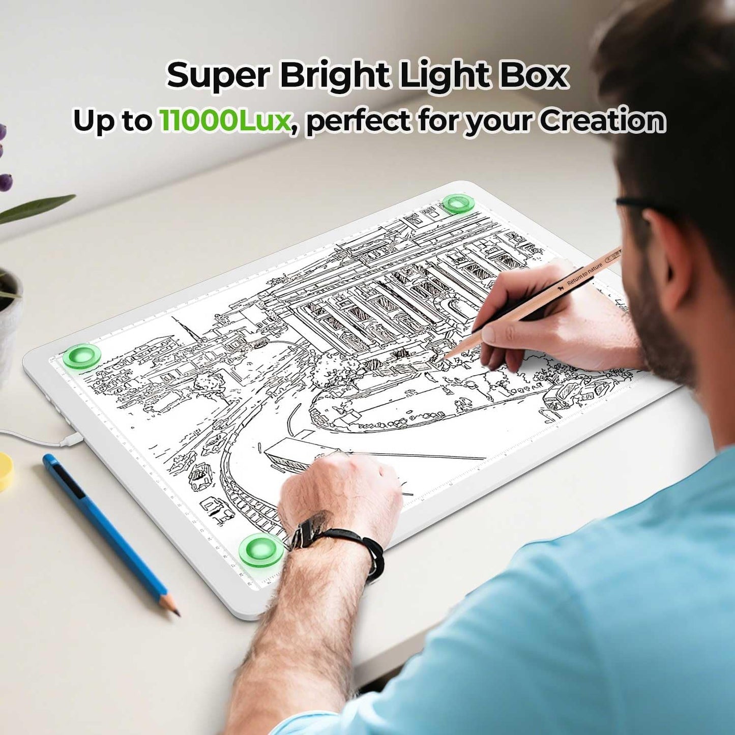 A2 Light Pad (25.2" x 18.4"), Large Magnetic Bright Light Box for tracing,6 Levels Dimming/3 Color,Physical Buttons,Light Board for Diamond Painting,Light Table for Drawing, Sketching