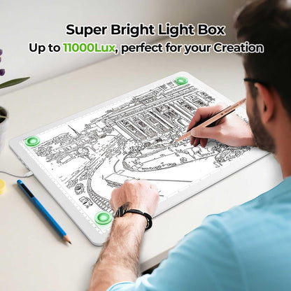 A2 Light Pad (25.2" x 18.4"), Large Magnetic Bright Light Box for tracing,6 Levels Dimming/3 Color,Physical Buttons,Light Board for Diamond Painting,Light Table for Drawing, Sketching