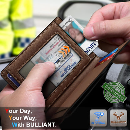 BULLIANT Men Airtag Wallet,Slim Wallet Money Clip Card Holder Magnetic Closure 12 Cards in Front Pocket RFID Blocking