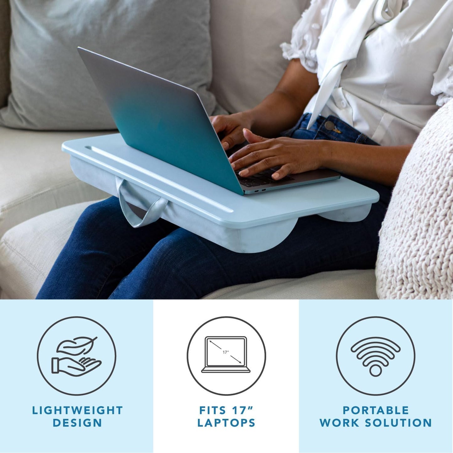 LAPGEAR Compact Lap Desk – Fits Up to 14″ Laptops – Charcoal – Style No. 43105
