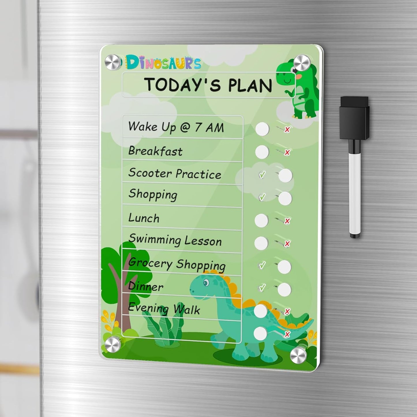 NiHome Acrylic Magnetic to Do List Planning Board with Sliders & Desktop Stand, Chore Chart for Kids & Adults, Checklist Routine Chart Task Board for Fridge & Desk, for Magnetic Metal Surfaces Only