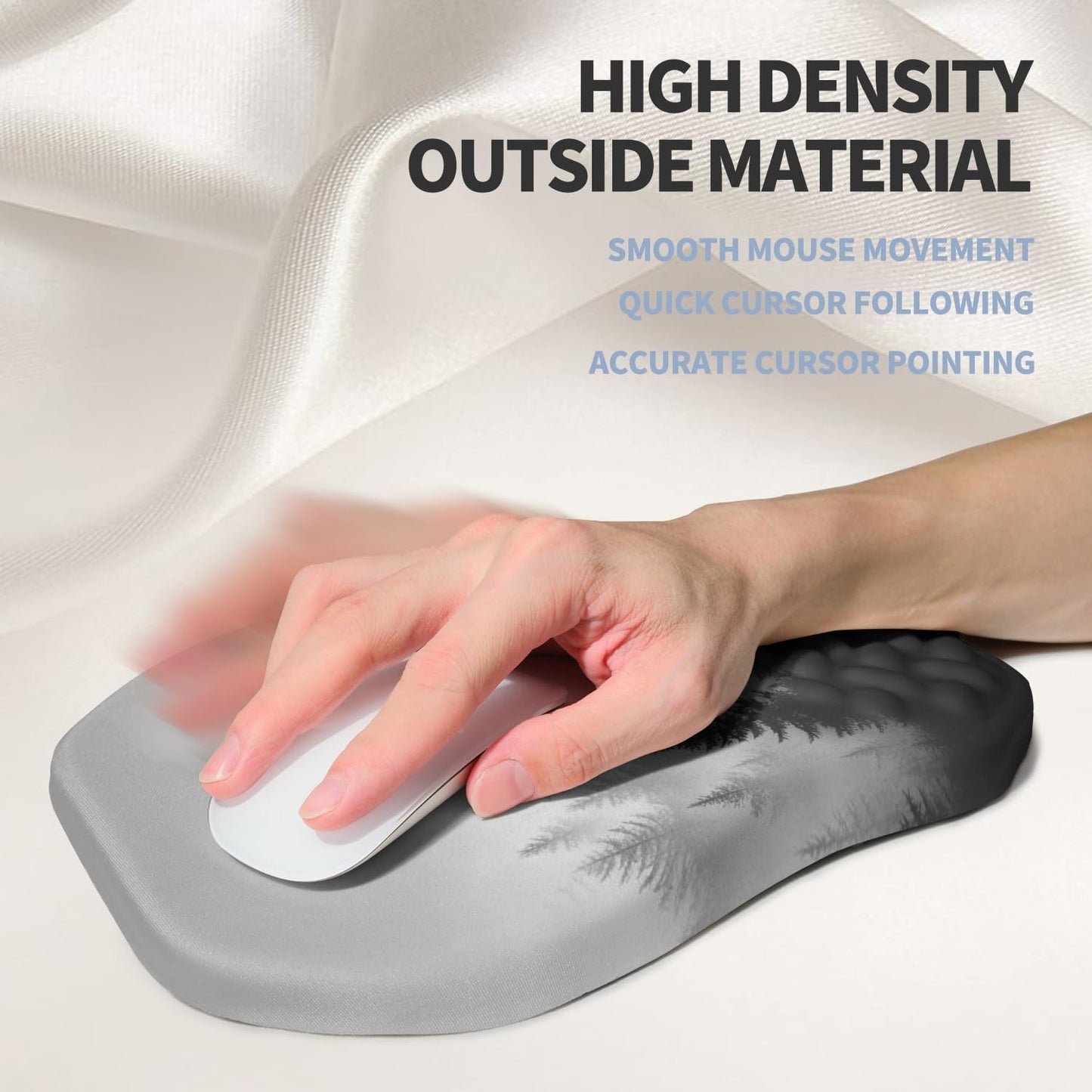 Ergonomic Raised Mouse Pad Wrist Support with Bilateral Slope Memory Foam Mousepad for Wrist Rest and Carpal Tunnel Pain Relief 11.8x7.9〃 Black