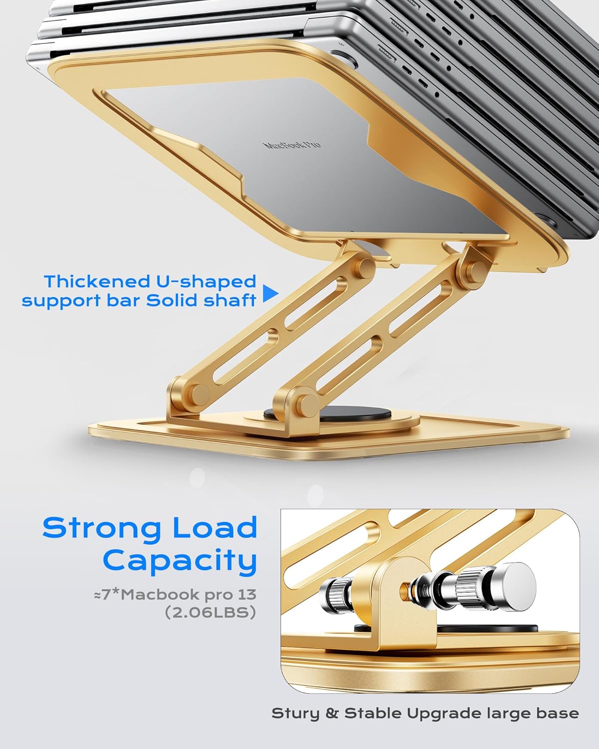 LOXP Adjustable Laptop Stand, Computer Stand with 360 Rotating Base, Ergonomic Laptop Riser Mount for Desk Foldable Protable Computer Desk Fits with MacBook Pro Air (10-16") - Pink