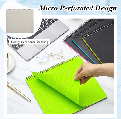 MotiMind 4 Pack Landscape Notebook Top Spiral Bound 11 x 9.5 Inch College Ruled Legal Pads Horizontal Notepad with Hole Punched Pages for Office School Meeting Project Notes Daily Use, White