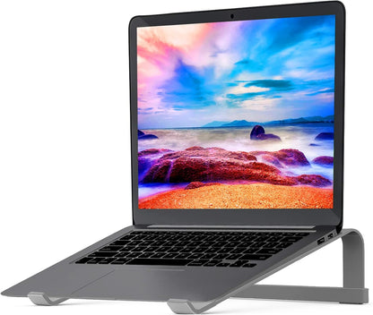 LENRUE Laptop Stand for Desk，Stable MacBook Pro Stand，Ergonomic Aluminum Computer Riser for 12 13 15 16.2 inch ，Computer Cooling Stand for Mac MacBook Pro Air,HP, Dell, More PC Notebook (Silver)