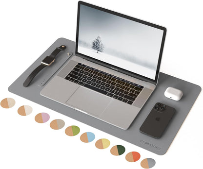 RENMTURE Desk Pad, Cork & PU Leather Desk Mat, Large Mouse pad, Non-Slip Desk Protector and Blotter, Waterproof Writing Pad, Desk Accessories and Organizers for Home Office (Light Yellow, 32"x16")