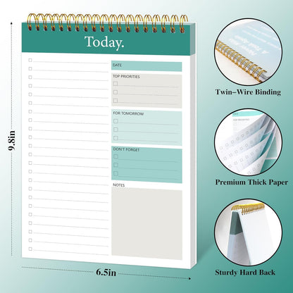 104 Pgs To Do List Notepad - Daily Planner Notepad Undated 52 Duplex-Printed Undated Sheets Tear Off, 6.5" x 9.8" Checklist Productivity Organizer with Hourly Schedule for Tasks