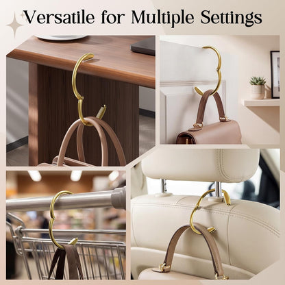Bathway Purse Hook for Table - Upgraded Snap-On Closure Design Bag Hanger - Heavy Duty Handbag Holder Holds 33 lbs - Portable Desk Hook for Purses, Bags, Backpacks in Restaurant, Office, Car (Black)