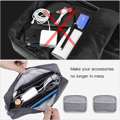 imComor Universal Electronics Accessories Case, 2-Pack Portable Soft Carrying Case Bag Wire Cable Organizer for Hard Drive, Power Adapter, Laptop Mouse, Cosmetics Kit, Small+Big-Black