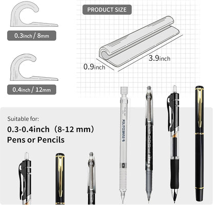 ELETIUO Pencil Holder For Most Pens,Pencils,Self-Adhesive Stick To Notebooks,Diary,Desks,Whiteboards Or Any Surface,Silicone Pen Holder For Home,Office And Desk Organization,Black