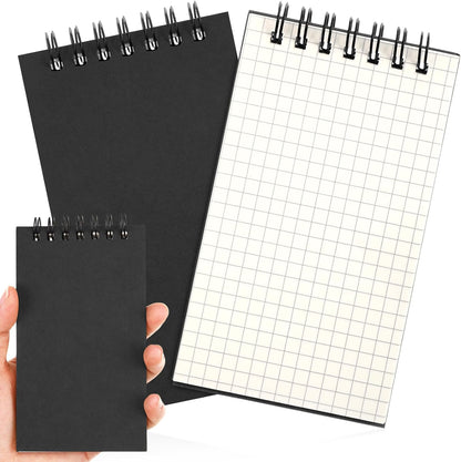 Jutom 2 Pcs Mini Pocket Notebooks Bulk 3x5 Graph Paper Top Spiral Notebook 120 Pages 80 Gsm Mini Grid Notepads for Personal Organizers Home Classroom Business Work Supplies (Kraft)