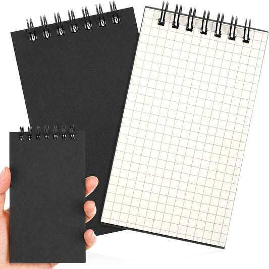 Jutom 2 Pcs Mini Pocket Notebooks Bulk 3x5 Graph Paper Top Spiral Notebook 120 Pages 80 Gsm Mini Grid Notepads for Personal Organizers Home Classroom Business Work Supplies (Kraft)