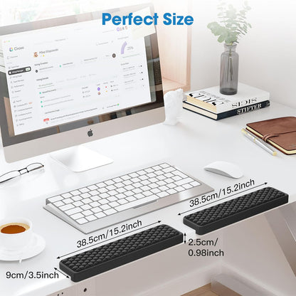 MEKASS L-Shaped Desk Wrist Rest Elbow, Forearm & Wrist Comfort Support for Table or Desk Edge, Non-Slip, Memory Foam Padding 2-Piece Set (Oval Black