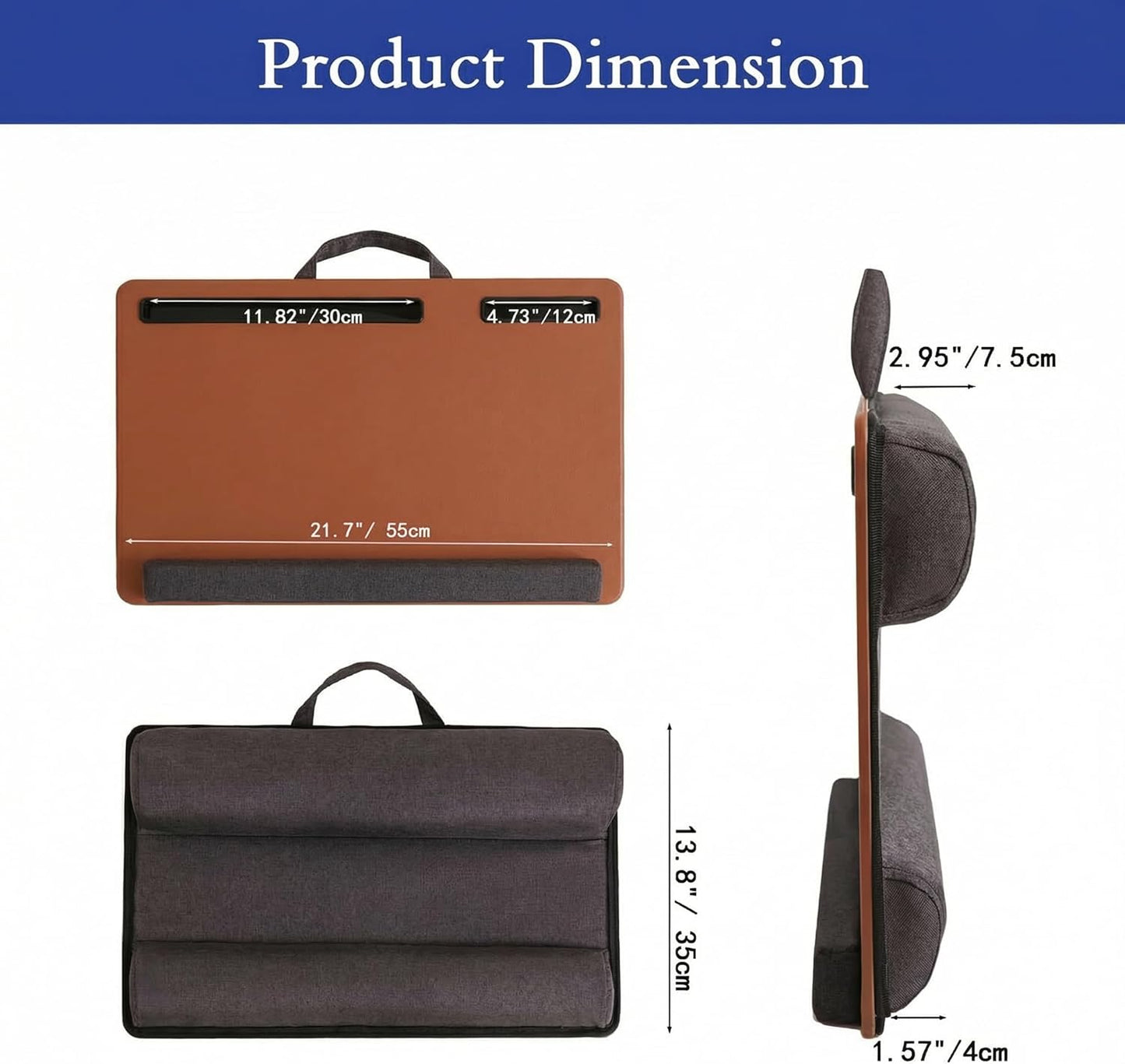 Lap Desk Home Office Lap Desk Portable Laptop Desk for Left Right - Handers with Whole Mouse Pad Wrist Pad Dual Cushion Phone Tablet Slots Fits Up to 17 Inch Laptops