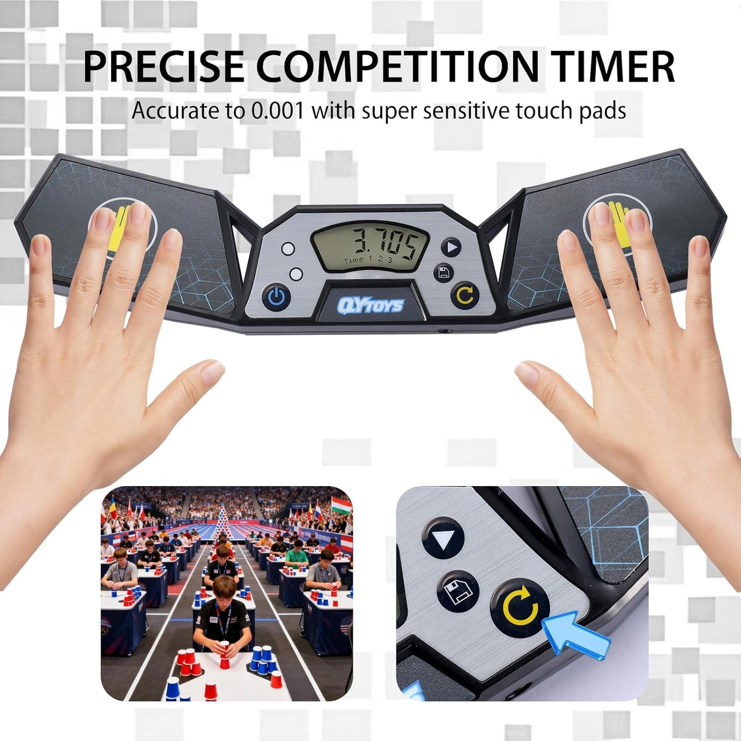 Professional Speed Cube Timer,Touch Control Timer with Display, Cube Race Stack Competition a Great Gifts