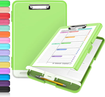 Sooez Clipboard with Storage, Clip Board 8.5 x 11 with Pen Holder, Plastic Organization Case Box for Letter Legal A4 Size Paper, Low Profile Clip, Nurses Teachers Must Haves, School & Office Supplies
