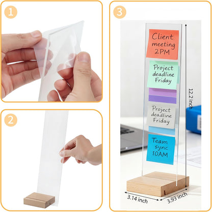 2PCS Monitor Memo Board Portable Monitor Sticky Note Holder Computer Screen Message Board Holder Detachable Acrylic Sticky Note Board Messadge Remider