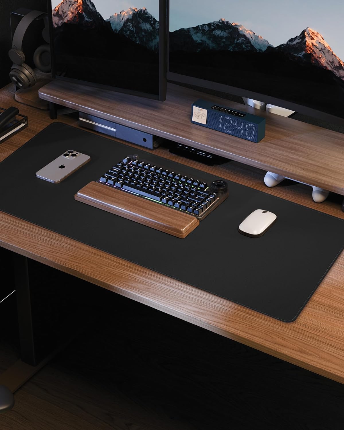 AFIING Desk Pad Protector 23.6" x 13.7" - Non-Slip Waterproof PU Leather Desk Mat for Mouse, Keyboard, Laptop, Office and Home Workspace (Beige)