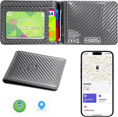 Smart Wallet for Men, Bulit-in Tracker Tag Works with Apple Find My(iOS Only), RFID Blocking, Rechargeable Wirelessly Wallet Tracker, Mens Wallets with GPS Tracker