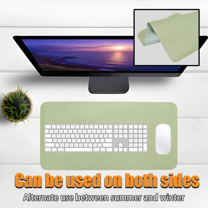 Double-Sided Keyboard Mouse Pad, 31.5"x15.7" PU Leather and Cork Desk Mat Large Overlocked-Edge Desk Pad with Matching Thread, Black