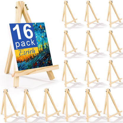 ESRICH 4 PCS 9 Inch Wood Easels, Easel Stand for Painting Canvases, Art and Crafts, Tripod, Painting Party Easel, Kids Student Tabletop Easels for Painting, Portable Canvas Photo Picture Sign Holder