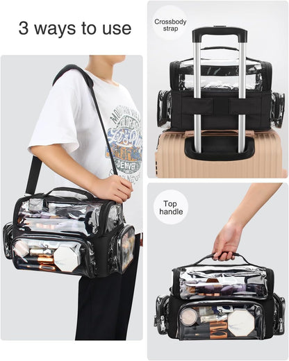 Makeup Brush Bag, Makeup Brush Holder Travel Stand-up Makeup Cup Large Makeup Brush Organizer Case Professional Cosmetic Bag Artist Storage Bag with Adjustable Divider (Large, Black)