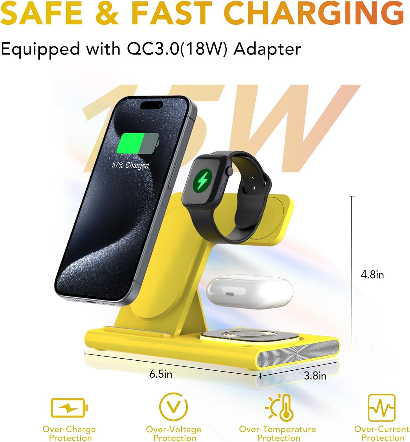 3 in 1 Foldable Charging Station for Apple Products,Wireless Charger for iPhone 17 16 15 14 13 12 Pro Max,Travel Dock Adapter&Light for iWatch Series 11 10 9 Ultra 3/2 SE 3/2,for AirPods 4 3 2 Pro 3/2